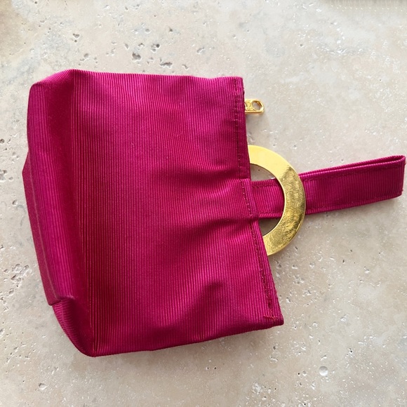 🩷 Vintage CELINE Mini Bag Gold Circle Logo Pink - Picture 4 of 6